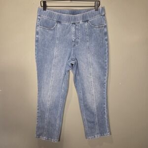 Isaac Mizrahi Live! Pull On Straight Leg Cropped Jeans, Women's Size 12 Petite
